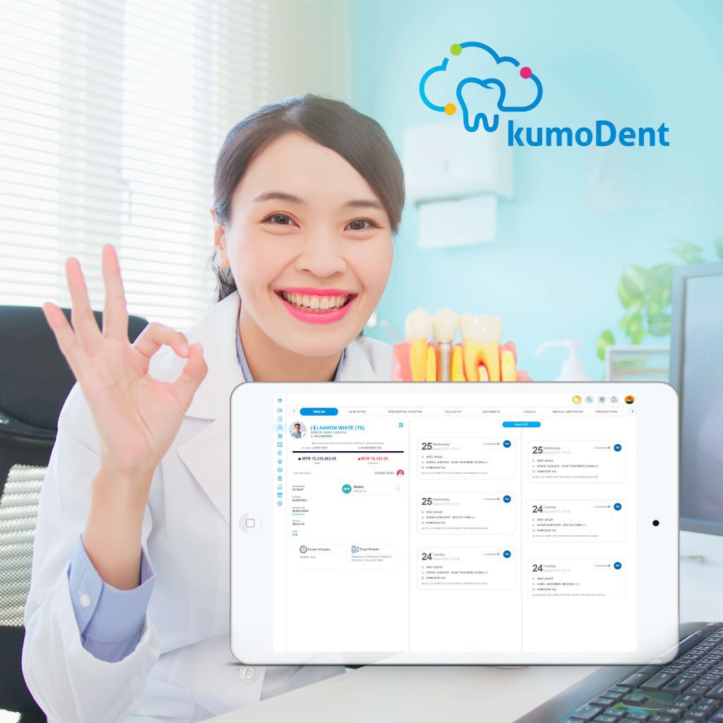 kumoDent™ adalah software klinik gigi berbasis cloud yang lengkap dengan odontogram gigi dan rekam medis dokter gigi.